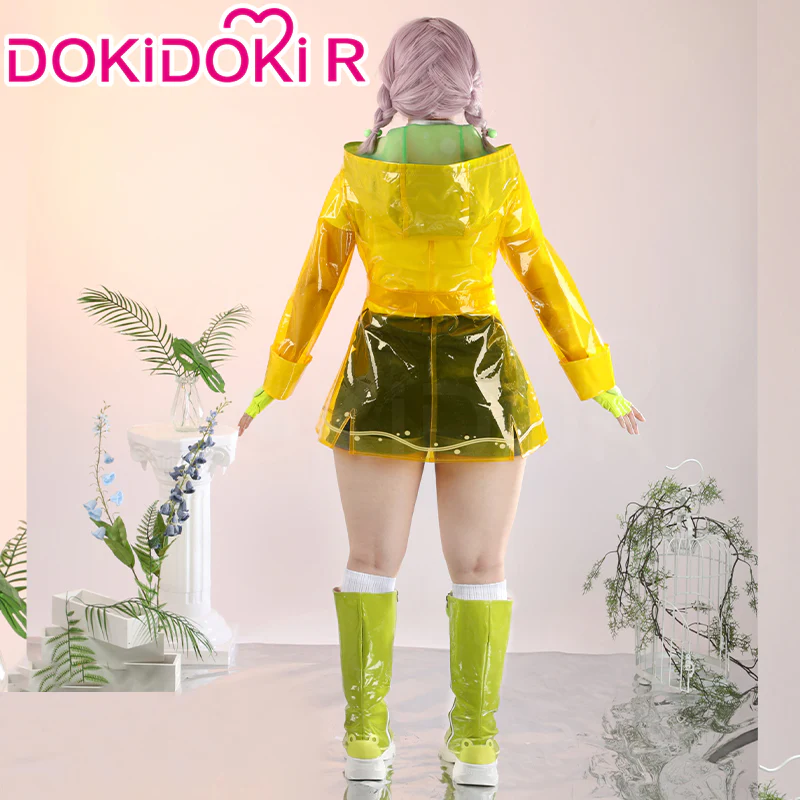 【Size XS-2XL 】DokiDoki-R Game Cosplay Yellow Raincoat Costume - Image 5