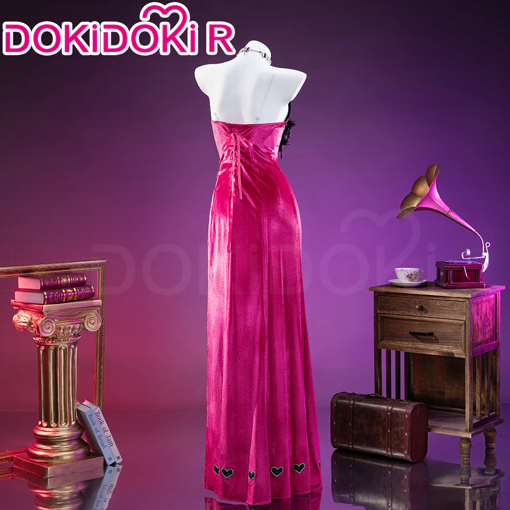 【Size XS-3XL】DokiDoki-R Anime Cosplay Costume Purplish-Red Black Heart Dress Satin / Sequins Strapless Formal Dress Gown - Image 18