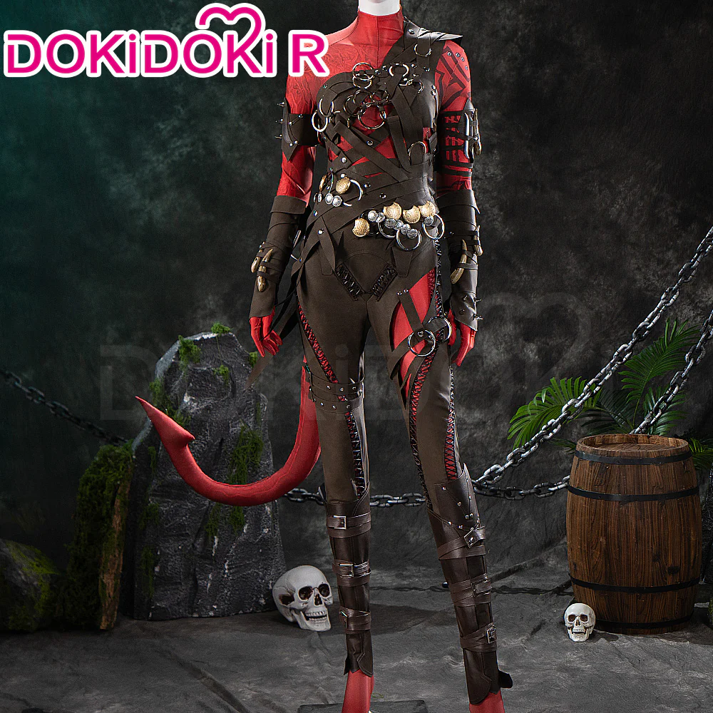【Size XS-3XL】DokiDoki-R Game Cosplay Costume Red Brown Jumpsuit
