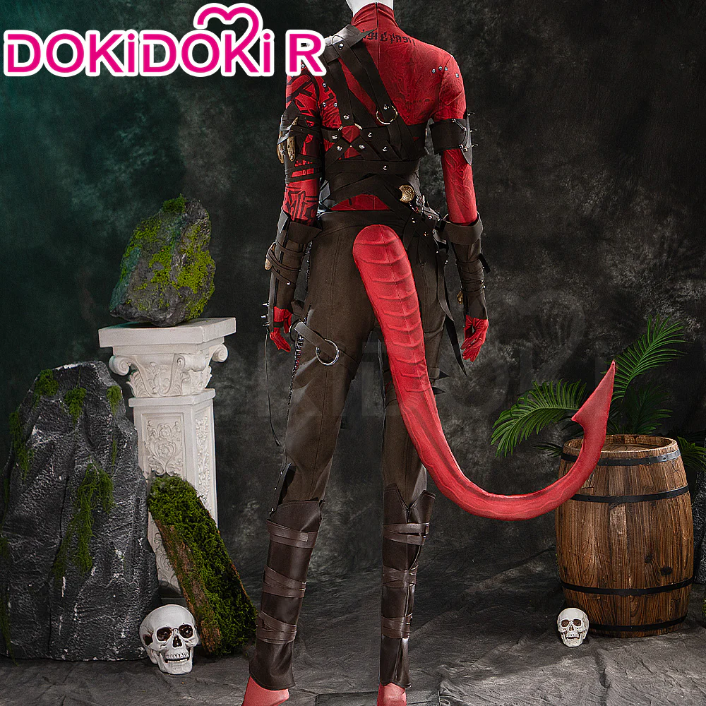 【Size XS-3XL】DokiDoki-R Game Cosplay Costume Red Brown Jumpsuit - Image 3