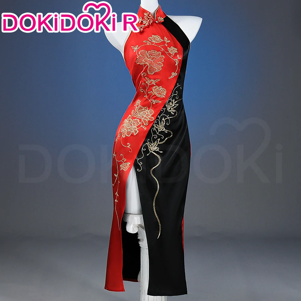 【Partially Ready For Ship】【Size XS-3XL】DokiDoki-R Game Cosplay Costume Red Black Cheongsam Chinese Style Dress