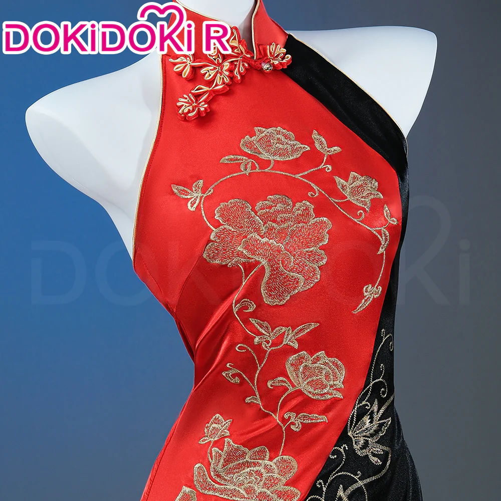 【Partially Ready For Ship】【Size XS-3XL】DokiDoki-R Game Cosplay Costume Red Black Cheongsam Chinese Style Dress - Image 4