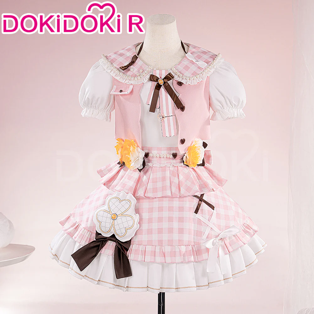【Partially In Stock】【Size XS-XL】DokiDoki Game Cosplay Costume Pink Checkered Two-piece Suit