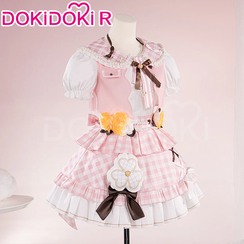 【Partially In Stock】【Size XS-XL】DokiDoki Game Cosplay Costume Pink Checkered Two-piece Suit - Image 2