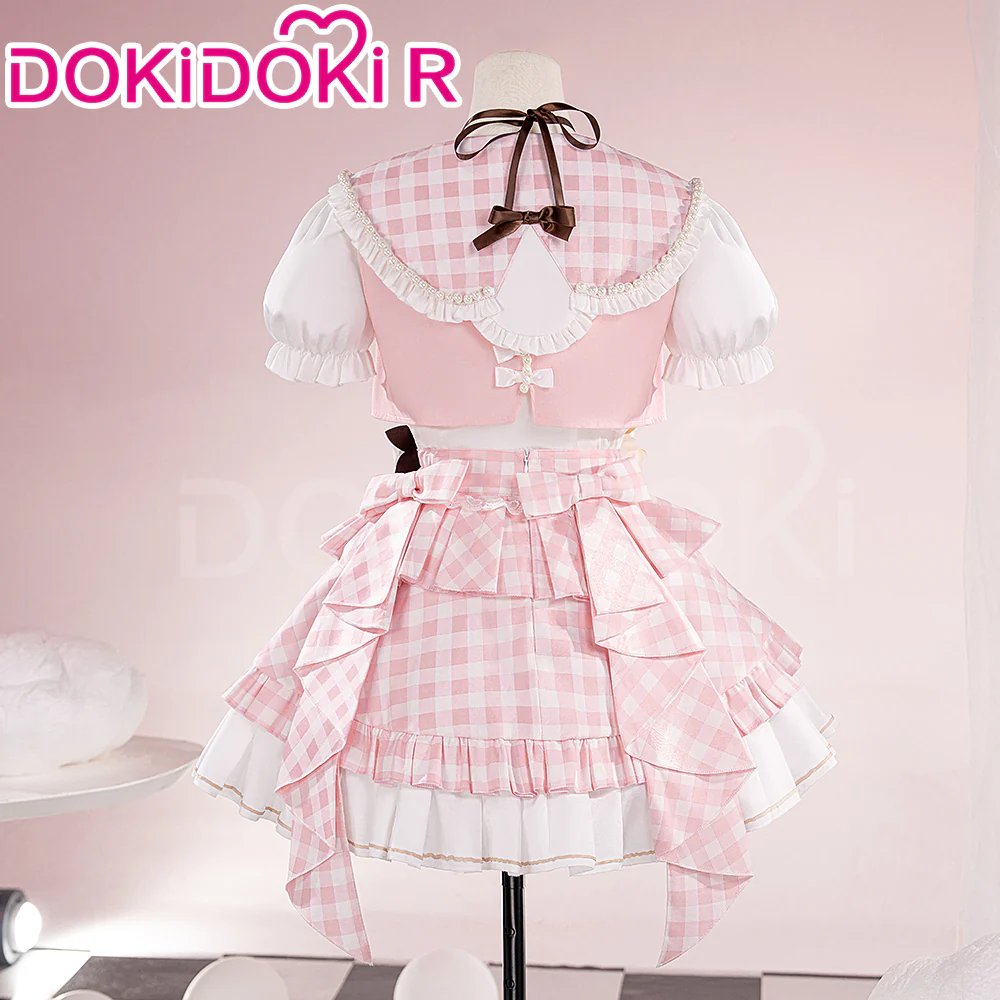 【Partially In Stock】【Size XS-XL】DokiDoki Game Cosplay Costume Pink Checkered Two-piece Suit - Image 3
