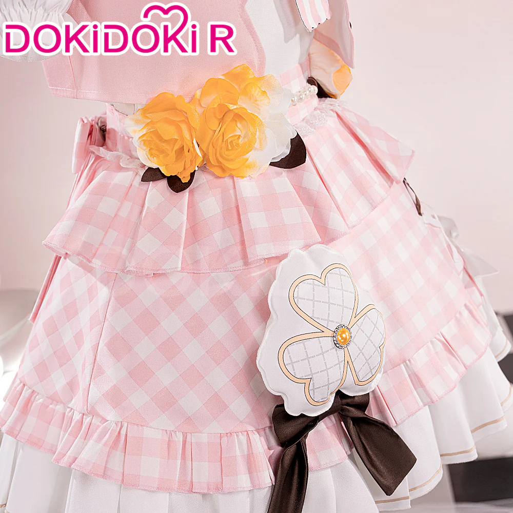 【Partially In Stock】【Size XS-XL】DokiDoki Game Cosplay Costume Pink Checkered Two-piece Suit - Image 4