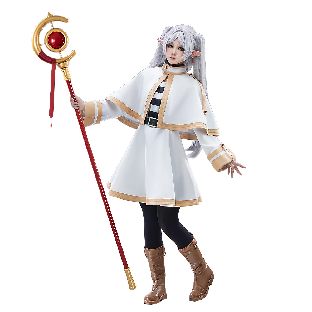 【Size XS-XL】DokiDoki-R Anime Cosplay Costume White Cape Gold Trim Casual Wear - Image 4