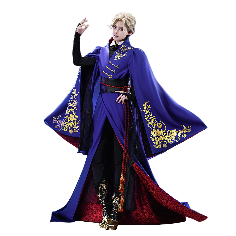 【Size S-3XL】DokiDoki-R Game Cosplay Costume Blue Robe Gold Patterns Red subtle Pattern Dorm Uniform - Image 5