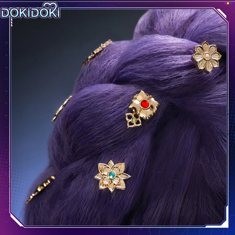 【Ready For Ship】【120 CM】【FRONT LACE】DokiDoki Movie Anime Cosplay Women Wig / Weft / Pattern Tattoo / Earring Set / Headpieces Long Purple Hair Braid - Image 23