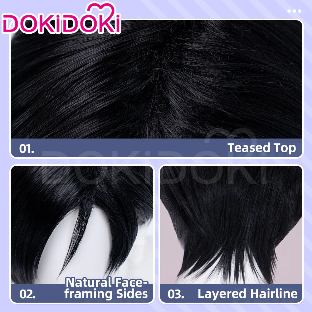 【US/EU LOCAL SHIPPING 】 DokiDoki Game Cosplay Wig Short Straight Black Wig - Image 4