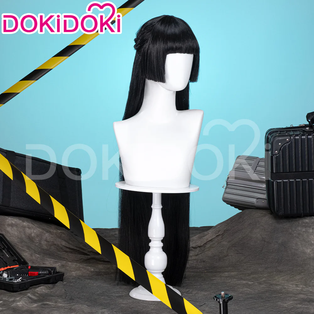 【Ready For Ship】DokiDoki Game Zenless Zone Zero Cosplay  Hoshimi Miyabi Cosplay Wig / Ears Long Straight Black - Image 2