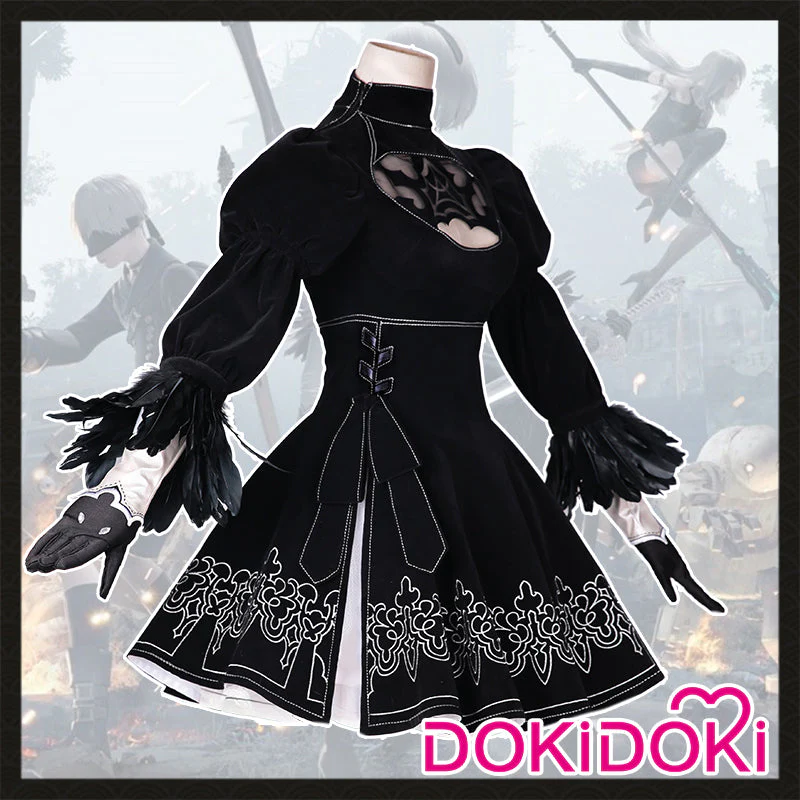【US/EU LOCAL SHIPPING】DokiDoki-SR Cosplay Game Cosplay Cosplay Black Dress Costume Women - Image 4