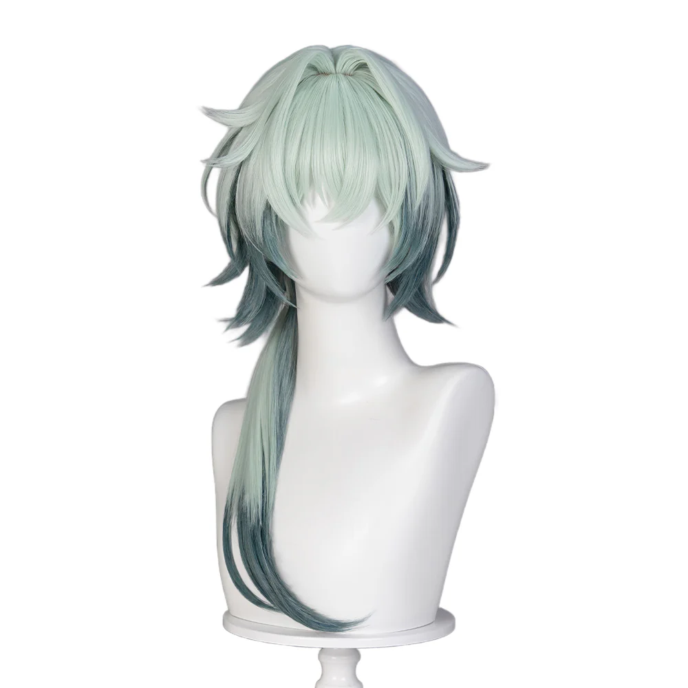 【Ready For Ship】DokiDoki Game Honkai: Star Rail Cosplay Anaxa Wig / Tattoo Long Grey Green Straight Hair Anaxagoras - Image 5